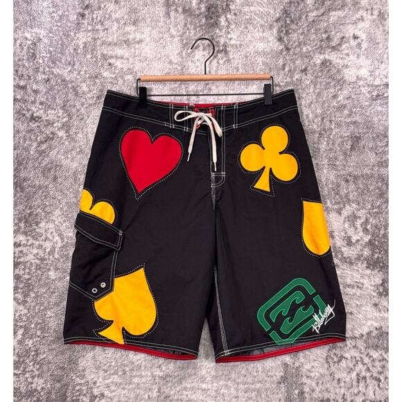 Vintage Billabong Board Shorts 36 Mens Taj Burrows Poker Y2K
